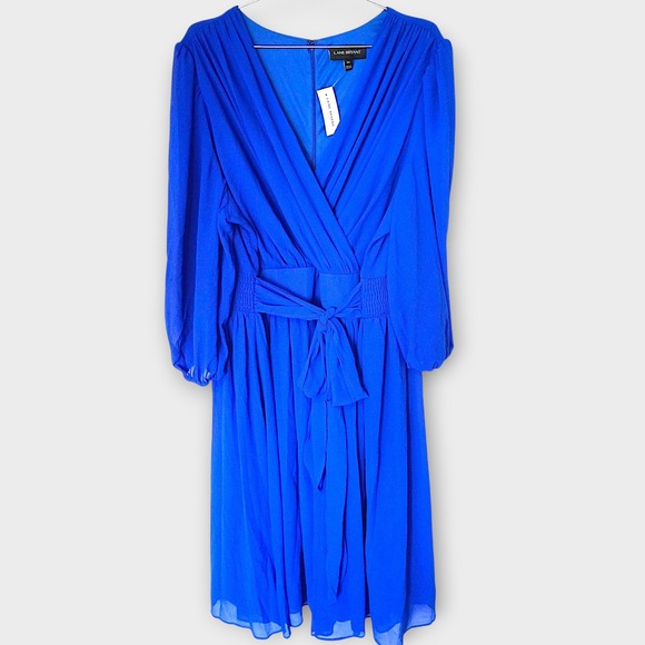 Lane Bryant Royal Blue Tie Waist Midi Dress Plus Size Cocktail Party - Picture 1 of 14